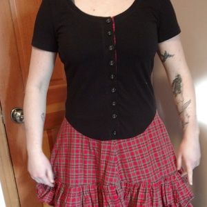 Betsey Johnson Plaid and Black Dress